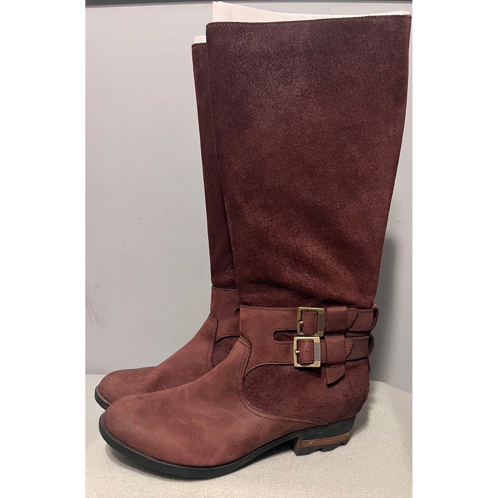 Sorel Lolla Tall Waterproof Leather Suede Boots Redwood NL3102-908 Womens 9